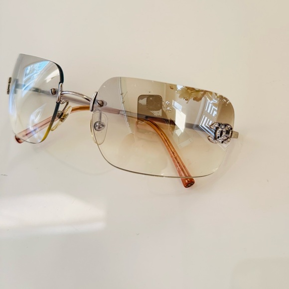Authentic 🍒 Chanel rimless silver CC crystals sunglasses